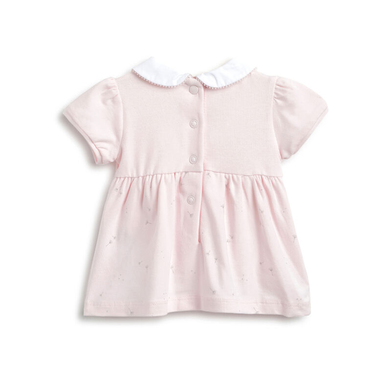 Girls Light Pink Short Sleeve Dress with Panties image number 1
